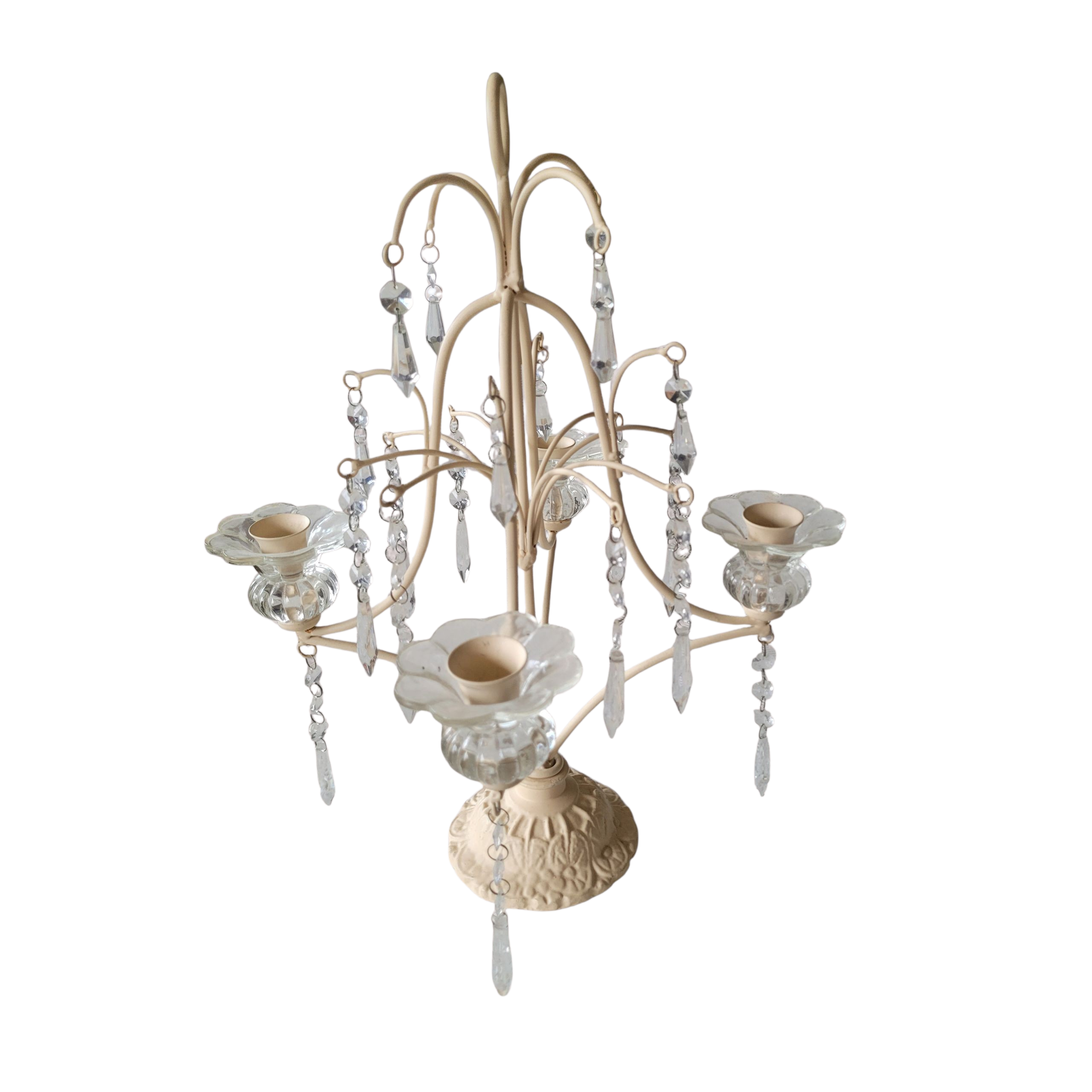 Chandelier En Mtal Creme 4 Bougies
