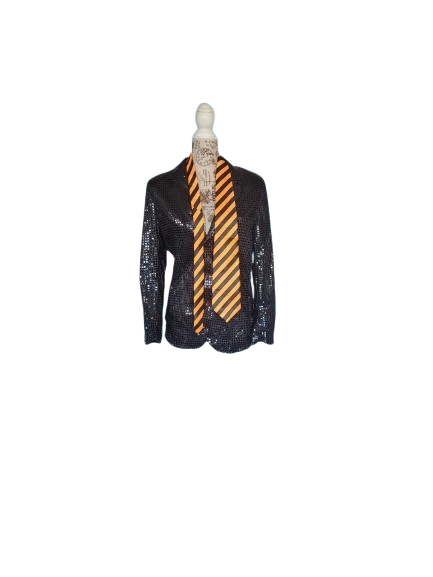 Dguisement Adulte Disco Chemise Noire A Paillette Et Cravatte