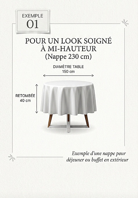 Dimensions de nappes : Le secret pour une table de réception sublimée et sans faute. nappe ex1
