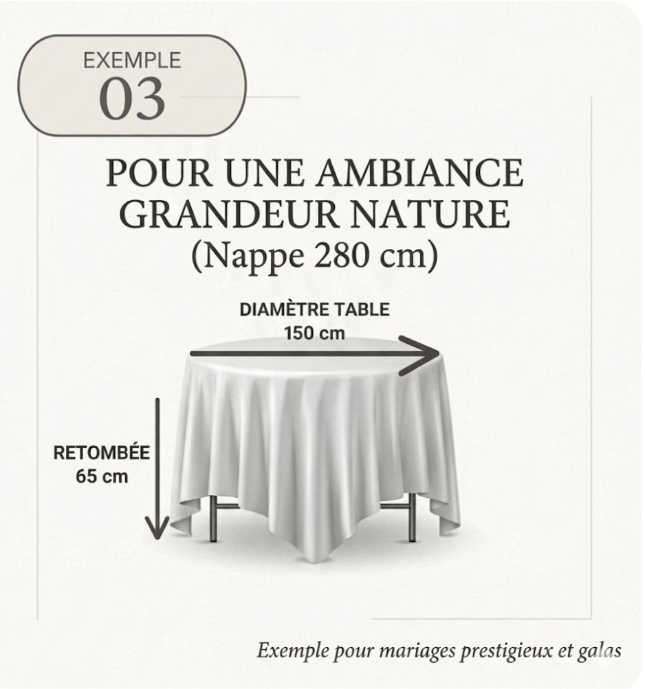 Dimensions de nappes : Le secret pour une table de réception sublimée et sans faute. nappe ex3