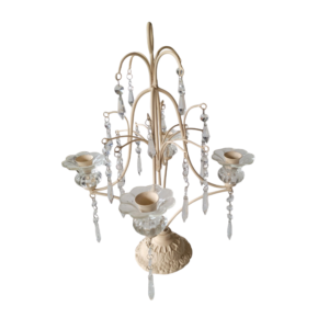 chandelier en métal creme 4 bougies