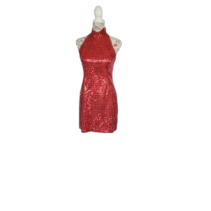 deguisement adulte disco robe a paillette rouge
