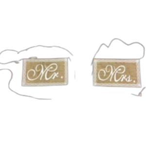 fanion de chaise mr & mrs en toile de jute
