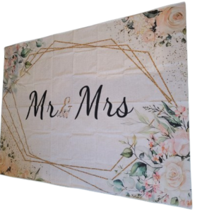 toile de fond mr & mrs rose et vert