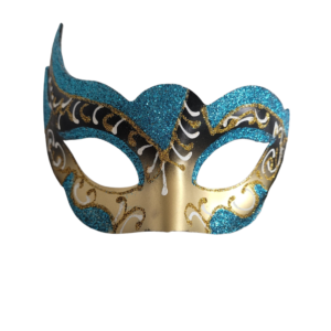 masque de carnaval simple bleu et or